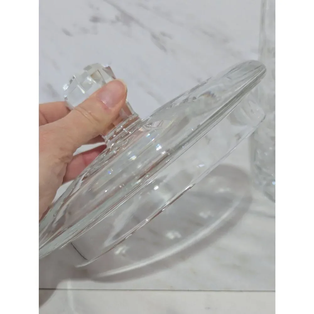 Unbranded Vintage Clear Heavy Lead Crystal Cookie Jar With Lid